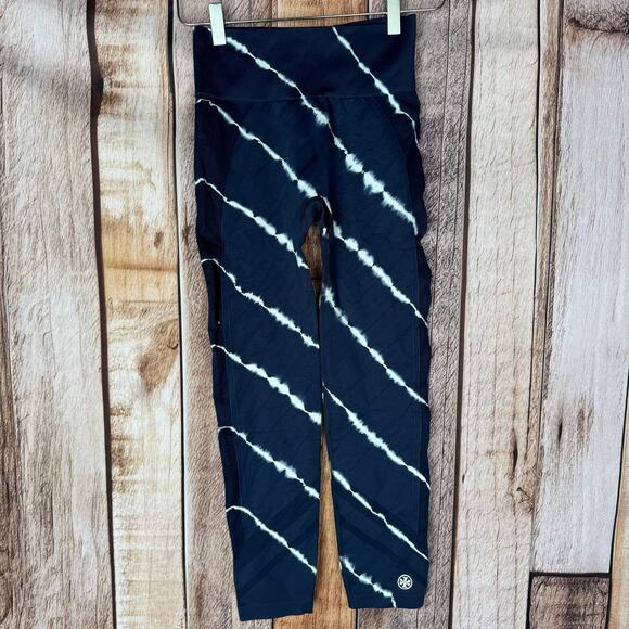 Tory Burch Sport Leggings High Rise Seamless Tie Die Stretch 7/8 NWT Medium Blue - Picture 2 of 13